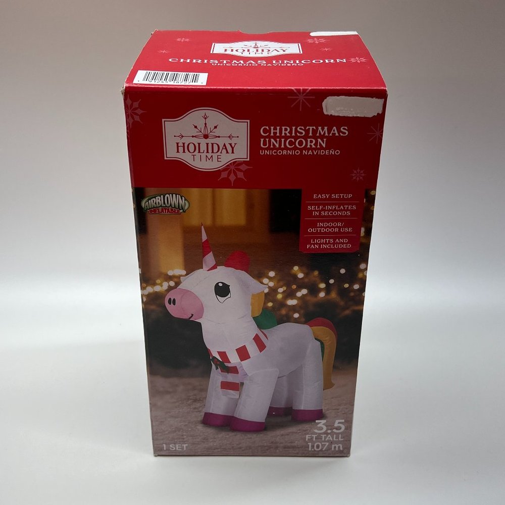 Holiday Time Airblown Inflatable Christmas Unicorn Light Up 3.5 Feet Tall